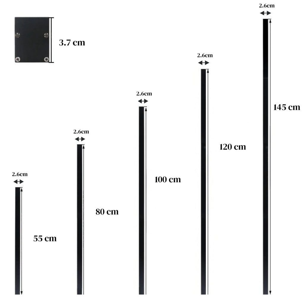 Tailles de l'applique murale LED VERA : 55, 80, 100, 120 et 145 cm