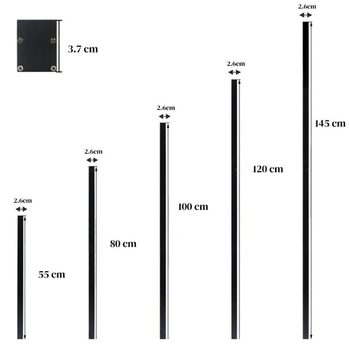 Tailles de l'applique murale LED VERA : 55, 80, 100, 120 et 145 cm