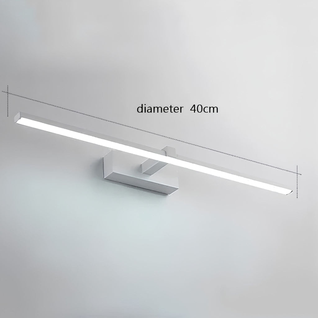 Applique murale LED LARA blanche allumée, version longue avec dimensions