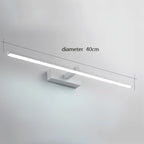 Applique murale LED LARA blanche allumée, version longue avec dimensions