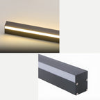Applique murale LED VERA allumée et vue de profil de son corps en aluminium noir