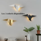 Appliques murales oiseau ARIA dans les 3 coloris : noir mat, blanc mat et doré