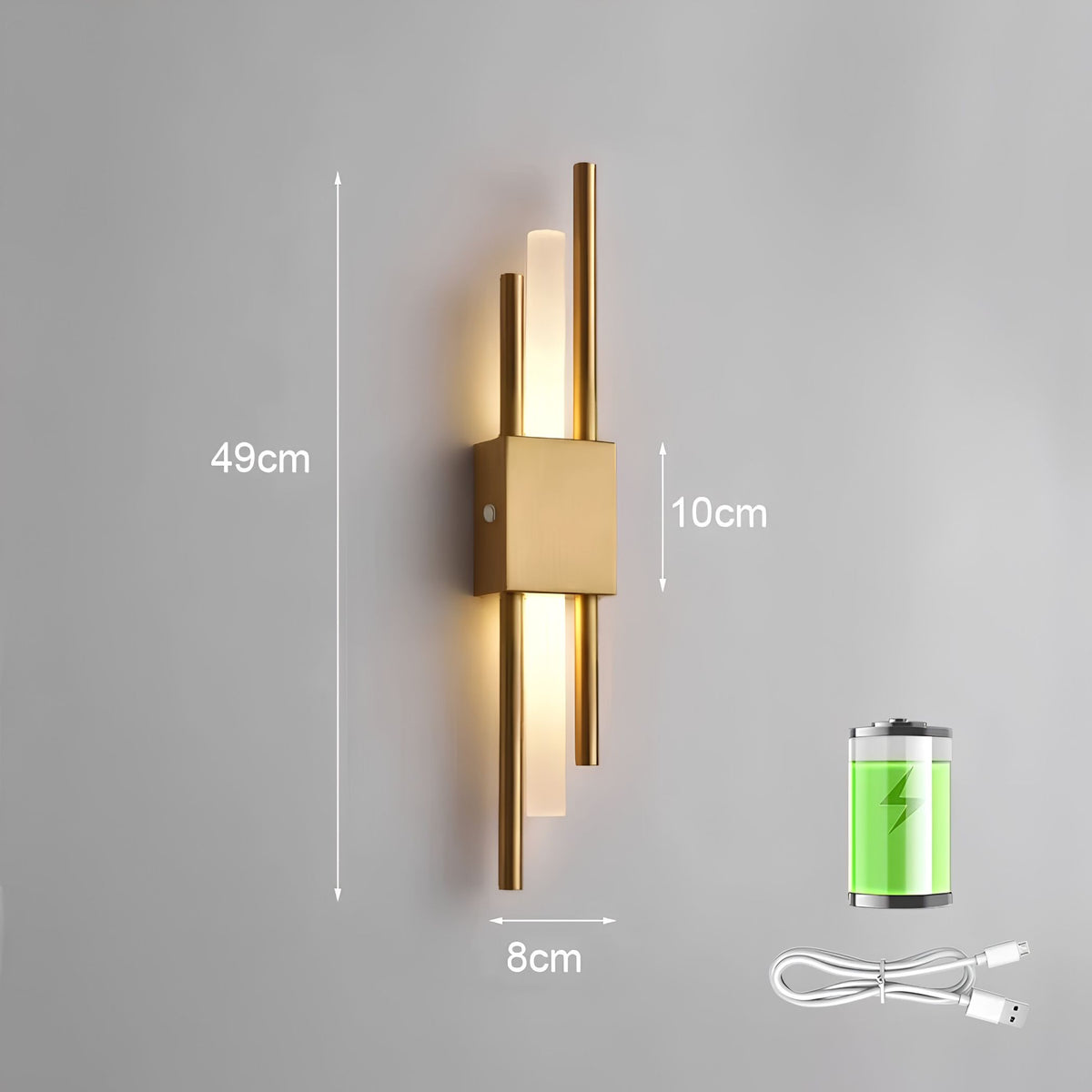 Applique Murale LED Dorée Sans Fil Rechargeable OLIA