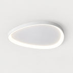 Plafonnier LED NUBA blanc en forme de galet, éclairé sur le contour