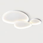 Plafonnier LED NUBA trio blanc, trois galets organiques éclairés sur le contour