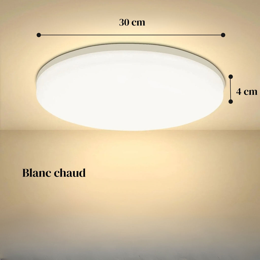 Plafonnier LED rond NOLA en lumière blanc chaud, 30 cm de diamètre et 4 cm d'épaisseur