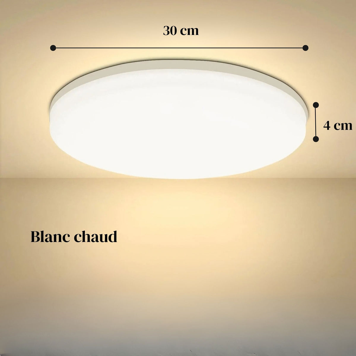 Plafonnier LED rond NOLA en lumière blanc chaud, 30 cm de diamètre et 4 cm d'épaisseur