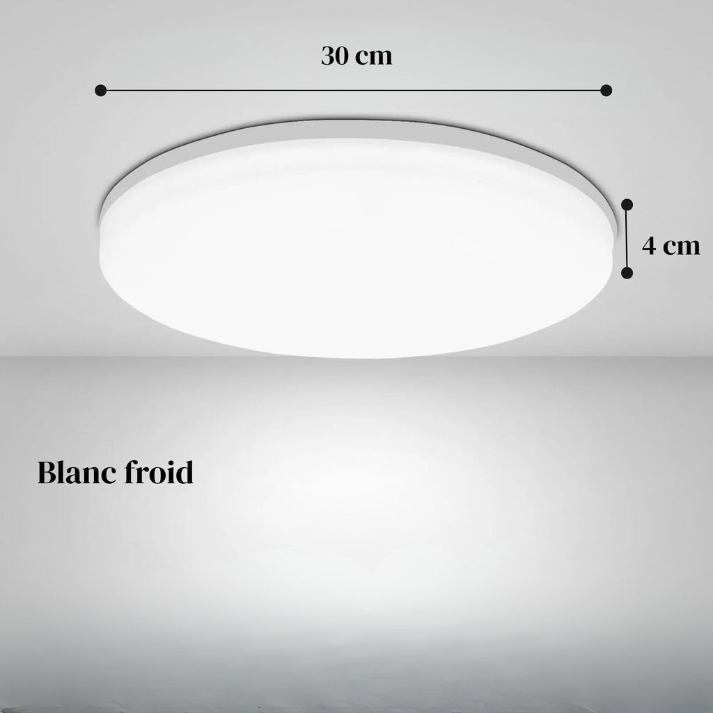 Plafonnier LED rond NOLA en lumière blanc froid, 30 cm de diamètre et 4 cm d'épaisseur