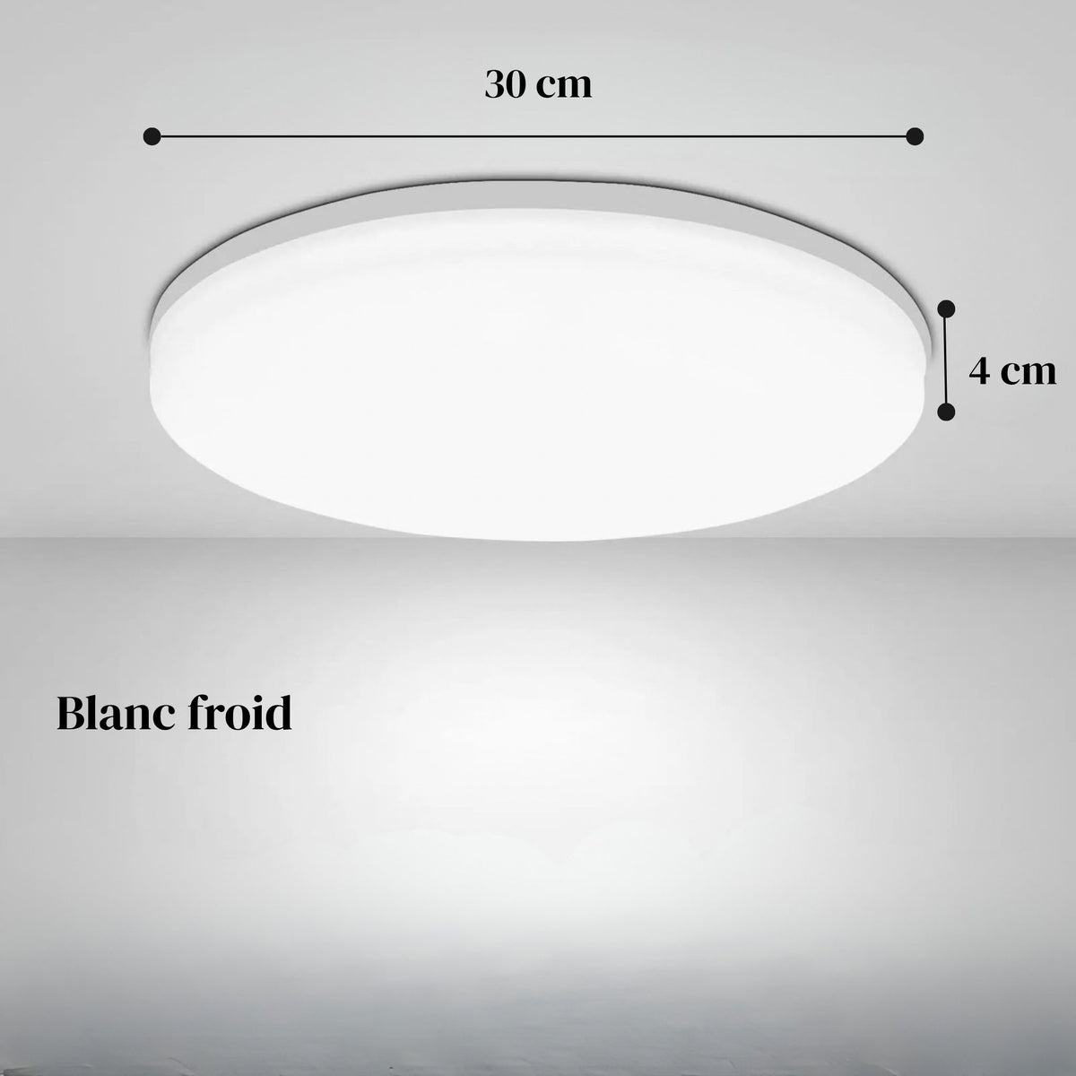 Plafonnier LED rond NOLA en lumière blanc froid, 30 cm de diamètre et 4 cm d'épaisseur