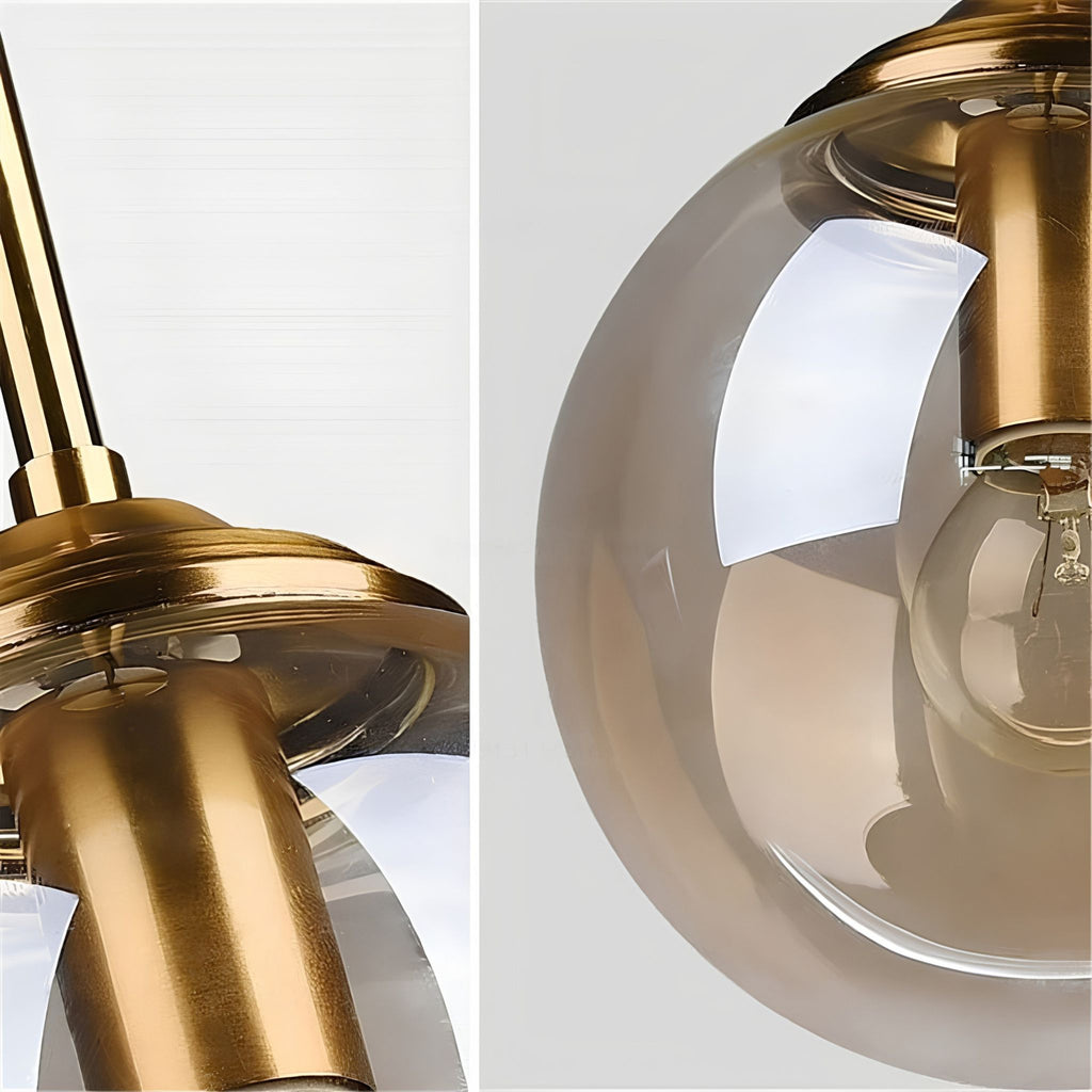 Détail du globe en verre et de la douille E27 de la suspension LUNA