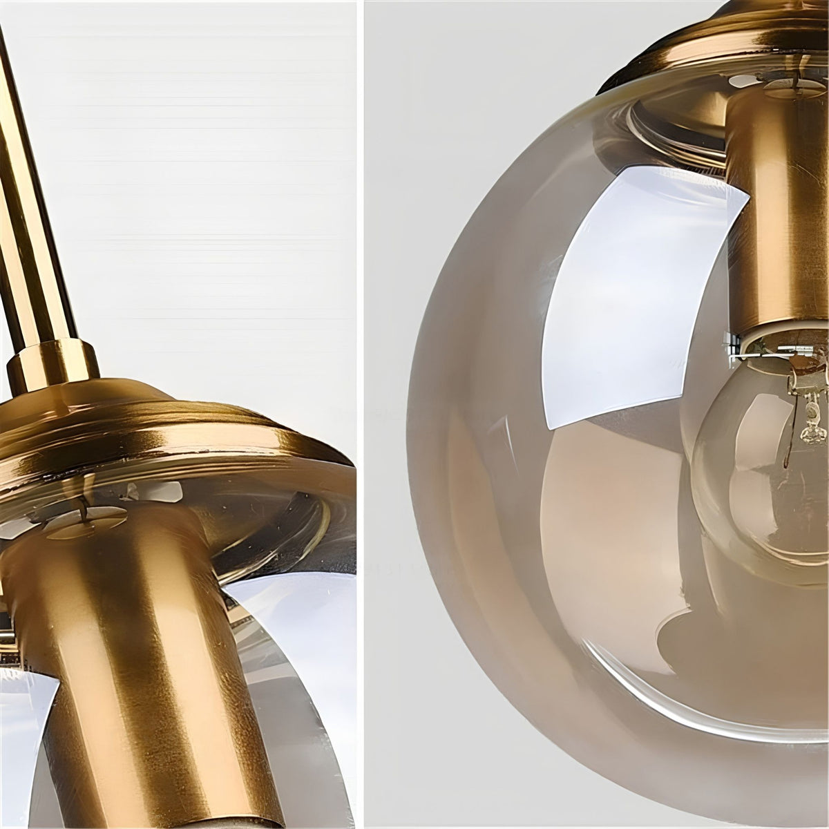 Détail du globe en verre et de la douille E27 de la suspension LUNA