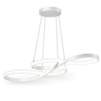 Suspension LED ONDA blanche en forme de vague, diffuseur allumé