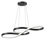 Suspension LED ONDA noire en forme de vague, diffuseur allumé