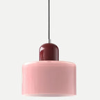 Suspension MIRA bicolore, abat-jour rose et capuchon bordeaux