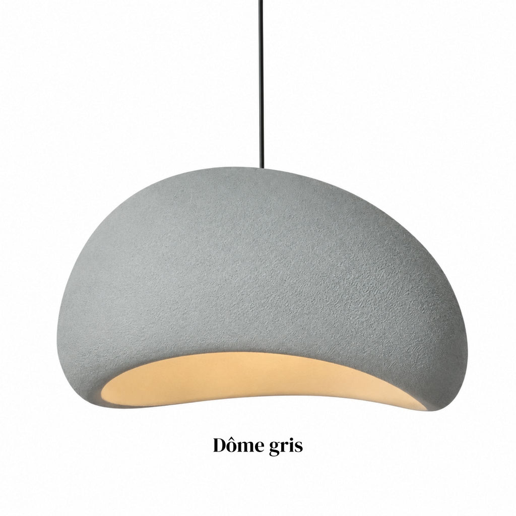 Suspension HANA forme Dôme grise, surface mate et texturée