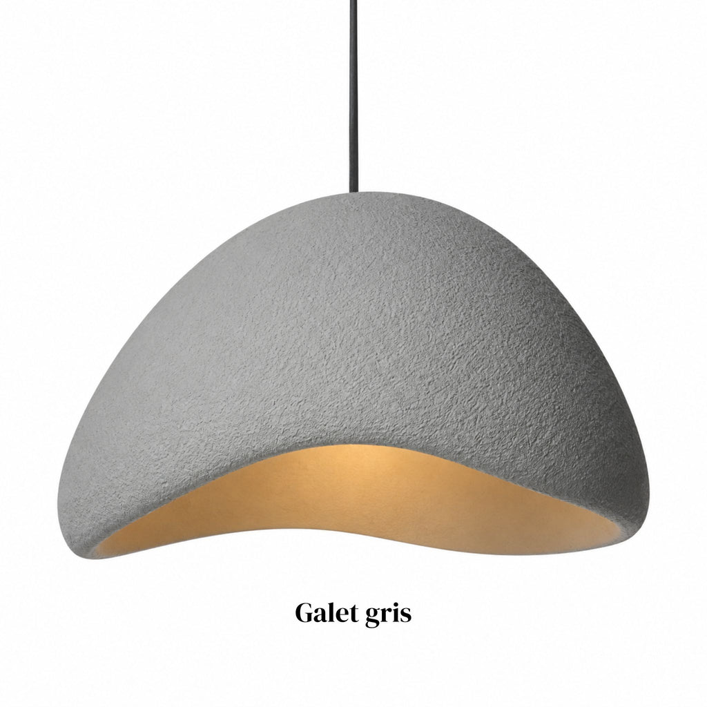 Suspension HANA forme Galet grise, surface mate et texturée